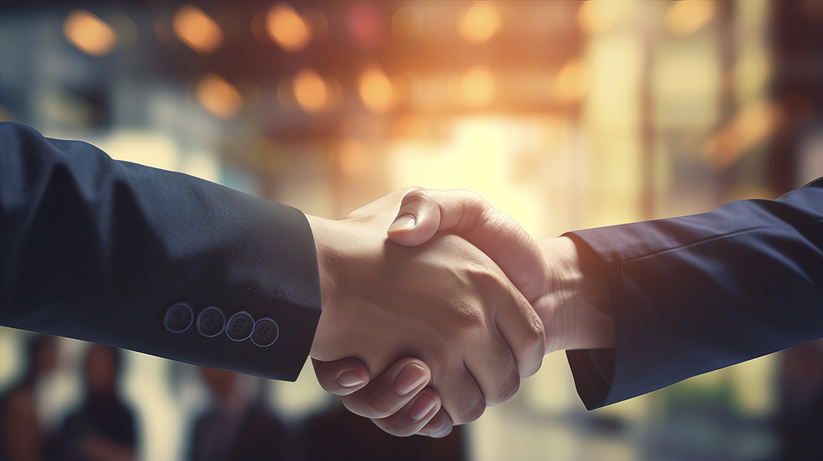 Handshake for a strategic partnership between two business partners
